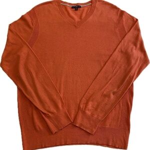 Gap Men’s V-Neck Sweater, Orange Heather, Medium, Long Sleeves